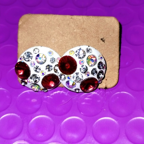 Really beautiful vtg aurora borealis white and rhinestone multi-colored … - Picture 1 of 1